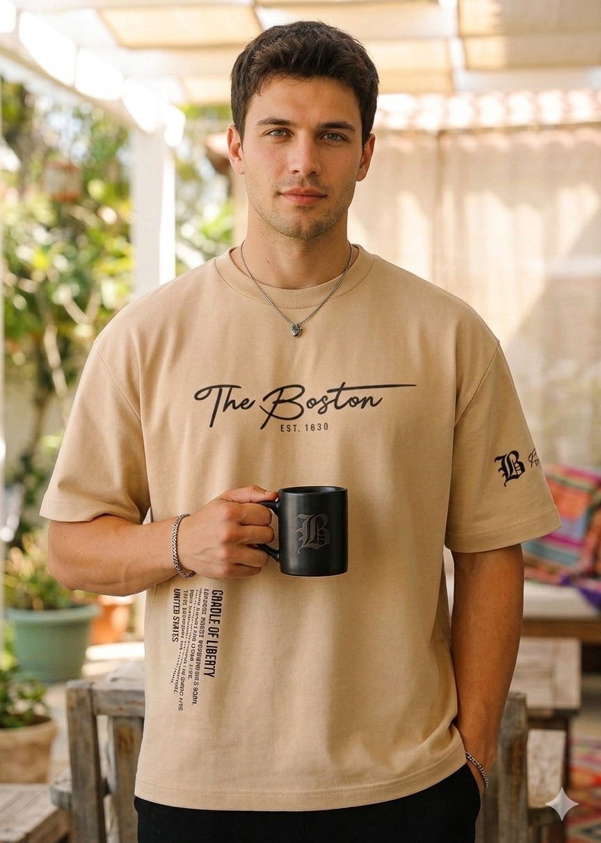 The Boston Oversized T-Shirt Beige